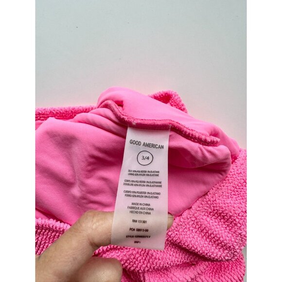 NWOT GOOD AMERICAN Always Fits Bright Pink Crinkle One Piece Swimsuit, Size 3/4 - Picture 15 of 16